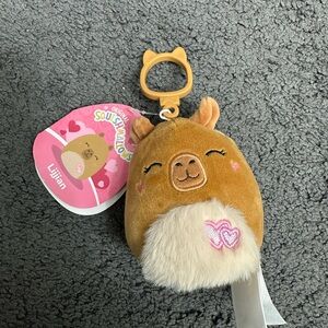 Squishmallows Lijjian Capybara Valentines Keychain 3.5 Inch